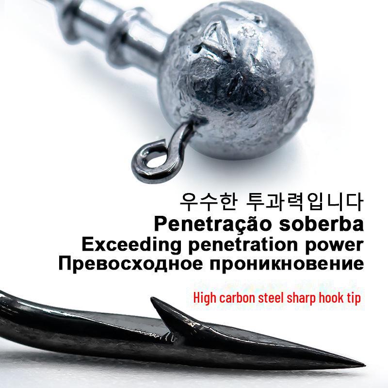 2X verstärkter Weichköder-Wurmhaken aus Kohlenstoffstahl mit Anti-Rutsch-Design