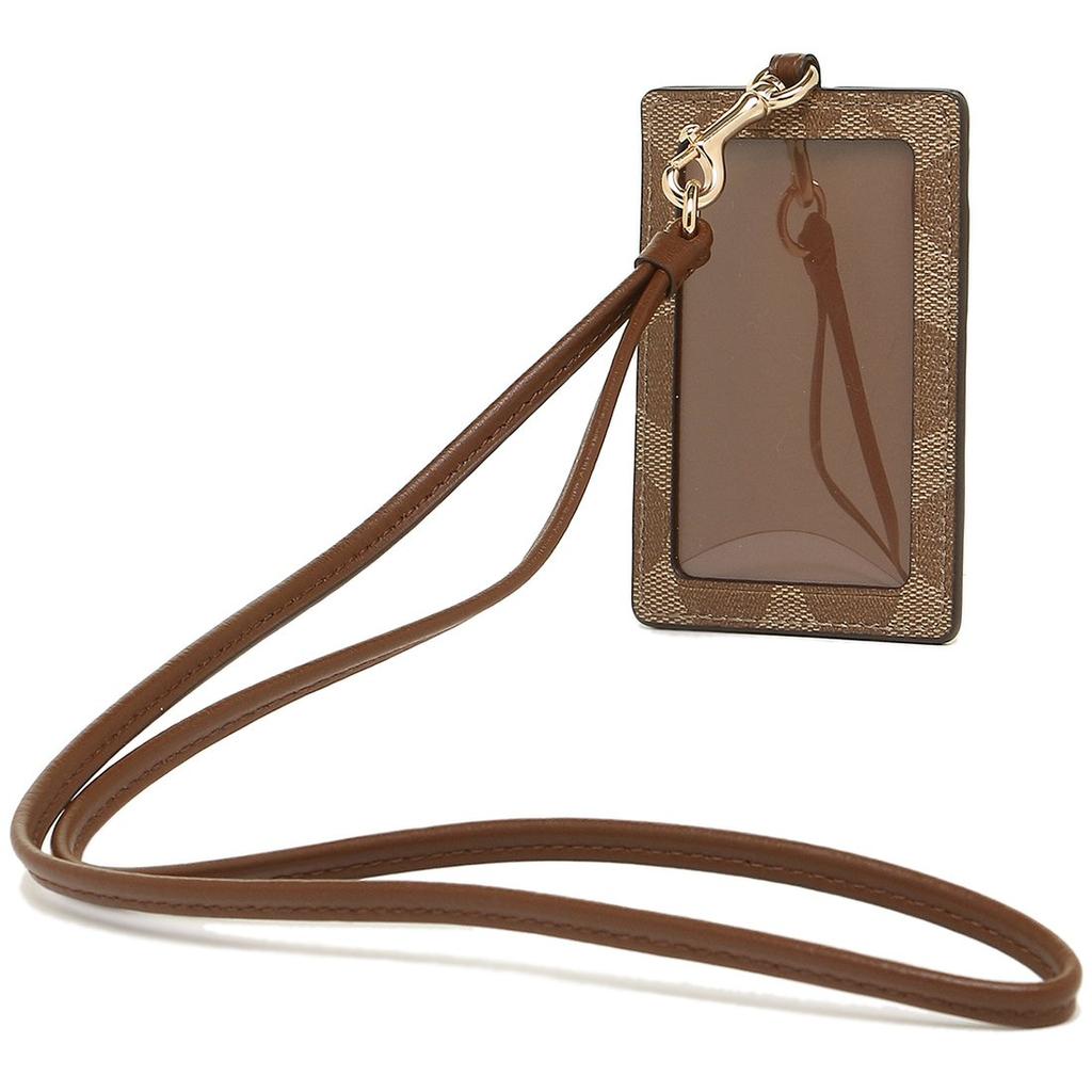 Coach Card Case, Outlet, F63274 IME74, Lanyard ID Case, Signature, Saddle Brown, Pass Case, Card Case [Parallel Import]