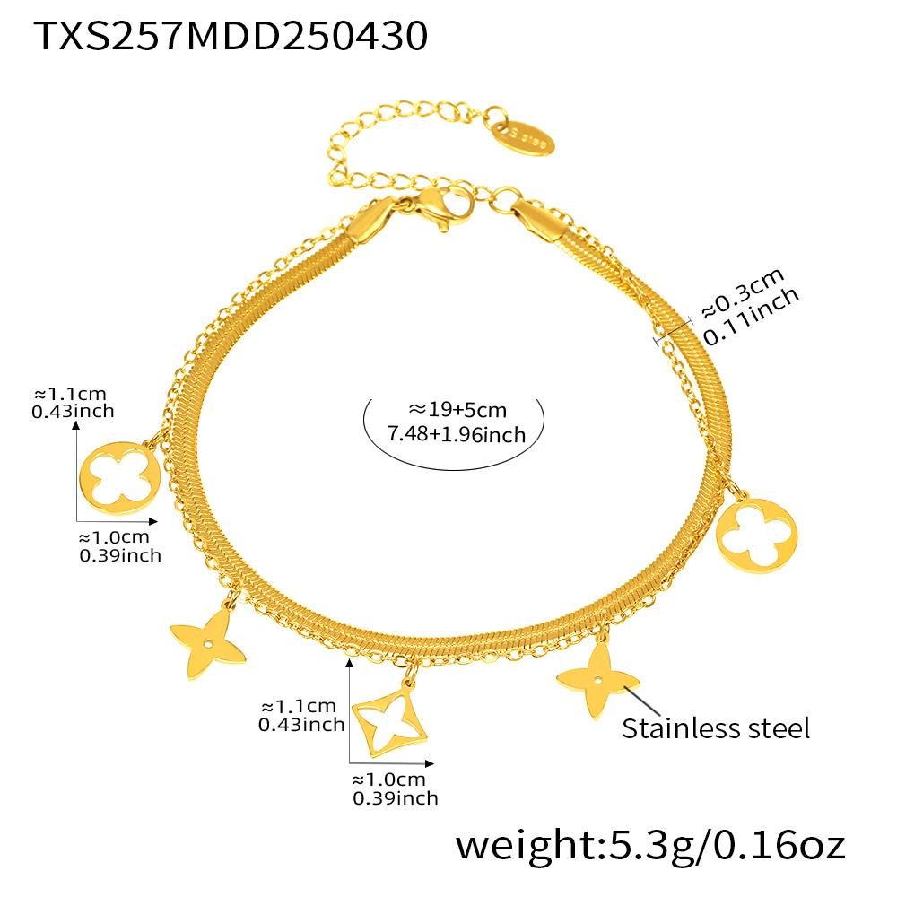 316L Stainless Steel Necklace Matching Bracelet Anklet For Women 18k Gold Plated Two-layer Charm Necklaces Bracelets Ankle Chain