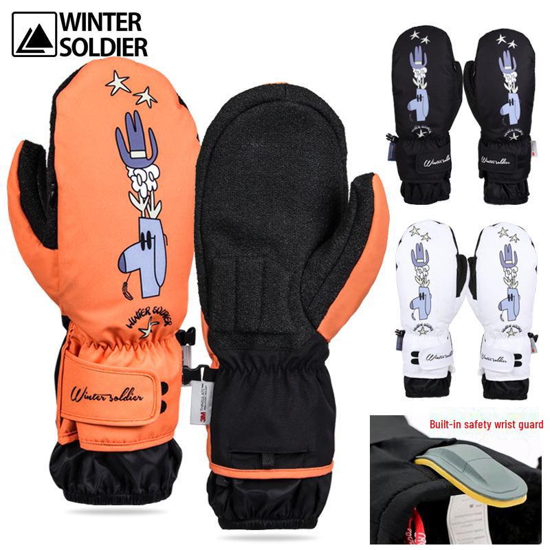 

Зимние кевларовые горнолыжные перчатки унисекс с защитой запястья, дизайн с пятью пальцами, водонепроницаемые. Medium