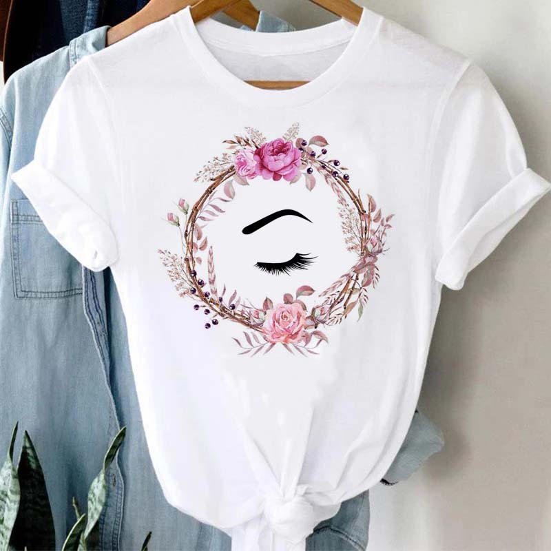 

Летняя женская футболка с принтом глаз и ресниц 3D, милая модная стильная одежда с короткими рукавами, графическая футболка, женская футболка с принтом 6XL