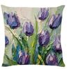 Tulip Oil Painting Print Home Decor Pillowcase Bedroom Living Room Sofa Decoration Polyester Cushion Cover With Zipper