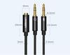 Ugreen Dual Male 3.5mm AUX Splitter Cable for Microphone & Headphones - Black (Model: AV140)