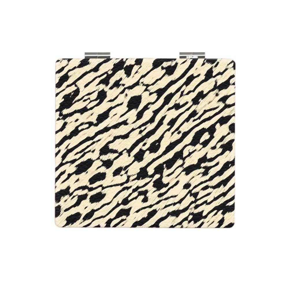 Portable Leopard Print Makeup Mirror Double-Sided Square Pocket Mirror Mini Retro Cosmetics Mirror