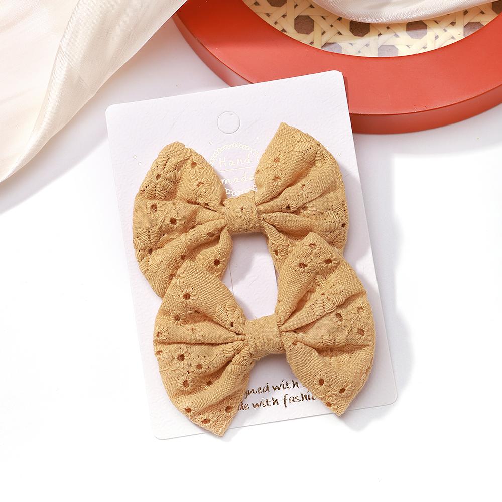 

2pcs/set Embroidery Bows Hair Clips Solid Hairpins Girls Handmade Cotton Barrettes Kids Butterfly Hair Pin Baby Hair Accessories