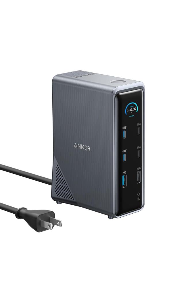 Anker Prime Docking Station (14-in-1, Dual Display, 160W) with USB-C Upstream Port with 100W USB PD Output, Built-in GaN AC-DC Power Supply, 10Gbps