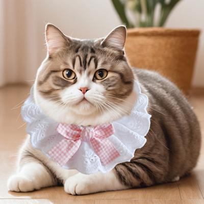 Yousheng Pet Lace Bib Collar Adjustable Pet Bandana with Bow Handmade Sweet Lace Neck Scarf for Pet Birthday Dress Up Accessories