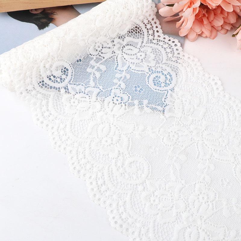 15cm Szeroka Miękka Elastyczna Koronka do Dekoracji Ubrań i Spódnic DIY w Kolorze Białym lub Czarnym