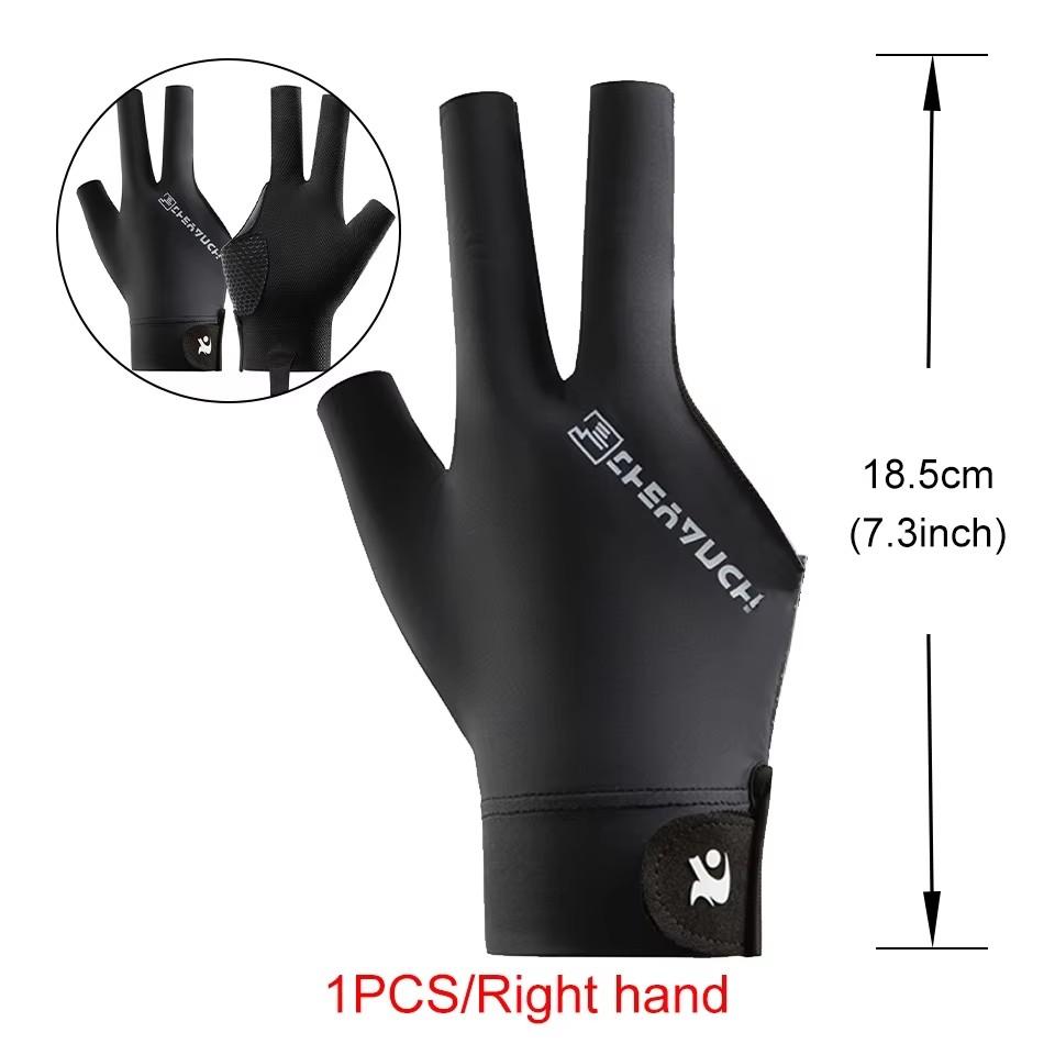 Loogeel 1Pcs Open Finger Billiard Gloves Breathable Snooker Pool Gloves Three Fingers Non-Slip Sports