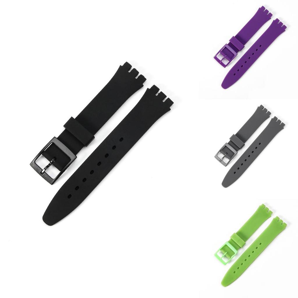 Odolný silikonový řemínek na hodinky náhradní pro Swatch 16mm 17mm 19mm 20mm