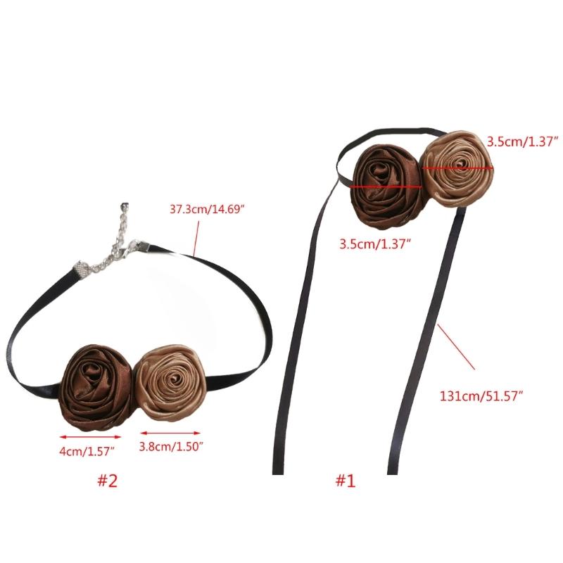 Flower Choker Necklace for Women Summer Outings Elegant Lace-up Flowe Choker Brown Flower Clavicle Chain Jewelry Gift