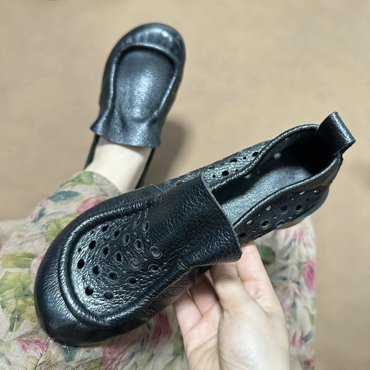 

Женские кроссовки, летняя обувь, натуральная кожа, лоферы, слипоны, полые, 2025, новые, ручной работы, нескользящие кроссовки на платформе 39