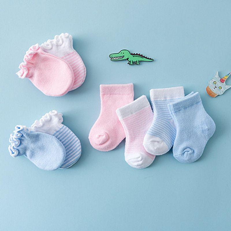 4 Pairs Kids Babyborn Socks Gloves Anti-scratch Breathable Protection Face Mittens Shower Gift