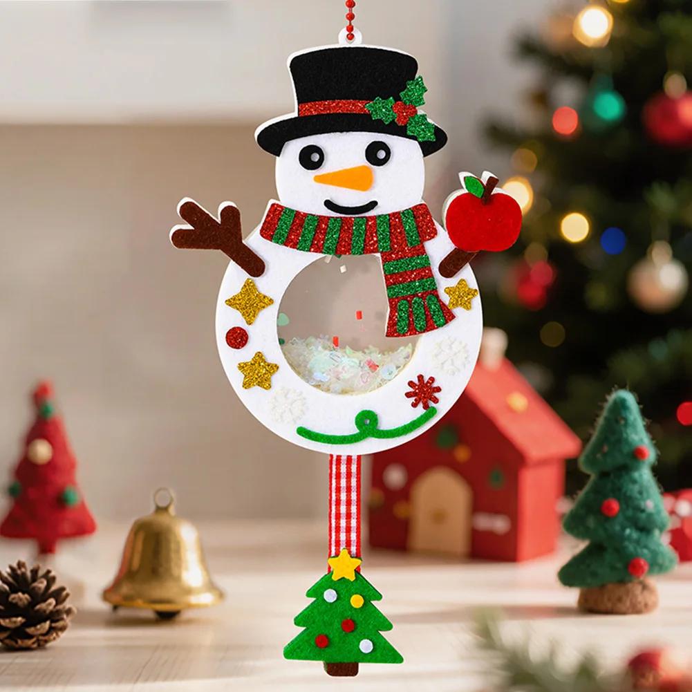 DIY Felt Shaking Joy Keychain Christmas Handmade Decorative Hanging Ornament Santa Claus Snowman Door Hanging Supplies
