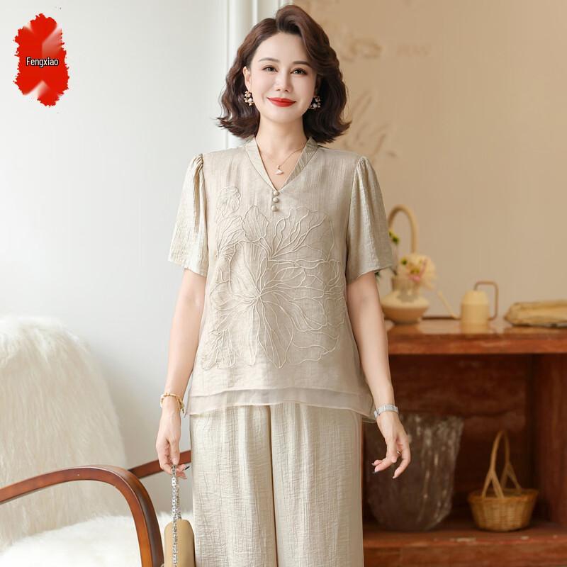 Women s Chinese Style Summer Two-Piece Set 2XL