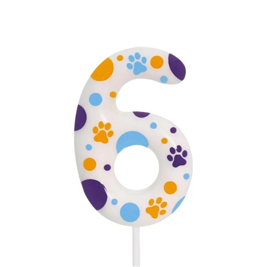 Birthday Candles Blue Dog Paw Themed Print Birthday Party Supplies Paw Cake Topper Decorations Birthday