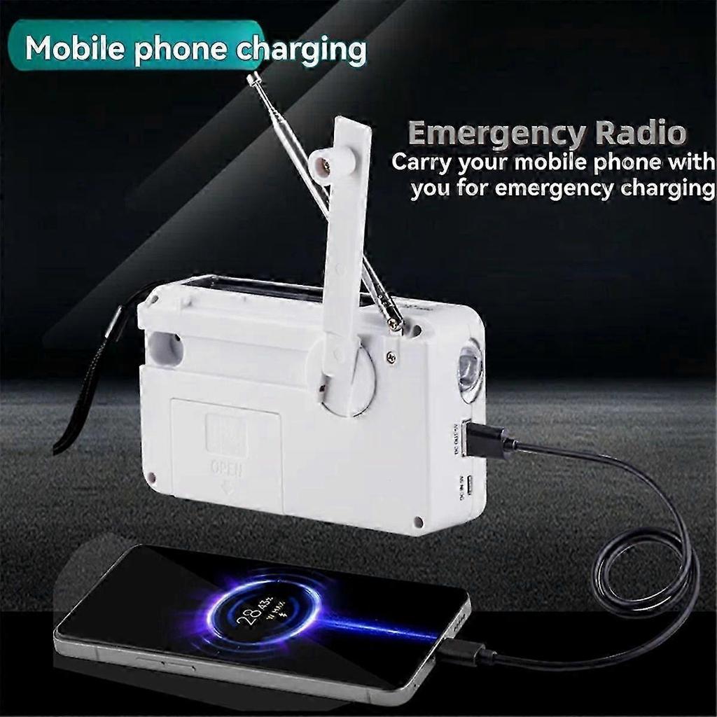 Solar-Powered FM/AM Radio with Hand Crank, Multifunctional Portable Emergency Radio and Flashlight