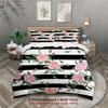 3Pcs Flamingo And Rose Bedding Sets 3D Printed Zebra Pattern Duvet Cover Sets With Pillowcases No Filling