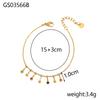 CARLIDANA Classic Gold Plated Stainless Steel Heart Shaped Geometric Rhinestone Tassel Beaded Bracelets Necklace Set Women
