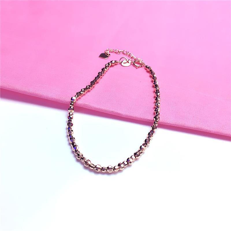 

585 Purple Gold Color Gold Shiny Bead Bracelet Simple Korean Version Temperament Rose Gold Plated Bracelet