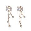 French Tassel Bow Earrings: Elegant and Versatile High-End Studs for Women