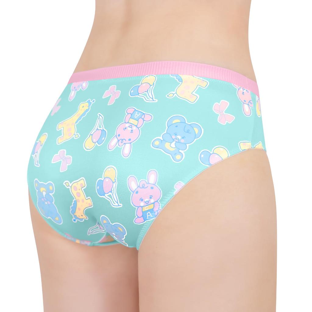 LittleForBig Women's Silky Panties (Amusement Park) Bowknot Underwear, Comfortable Fit, Green, Size S