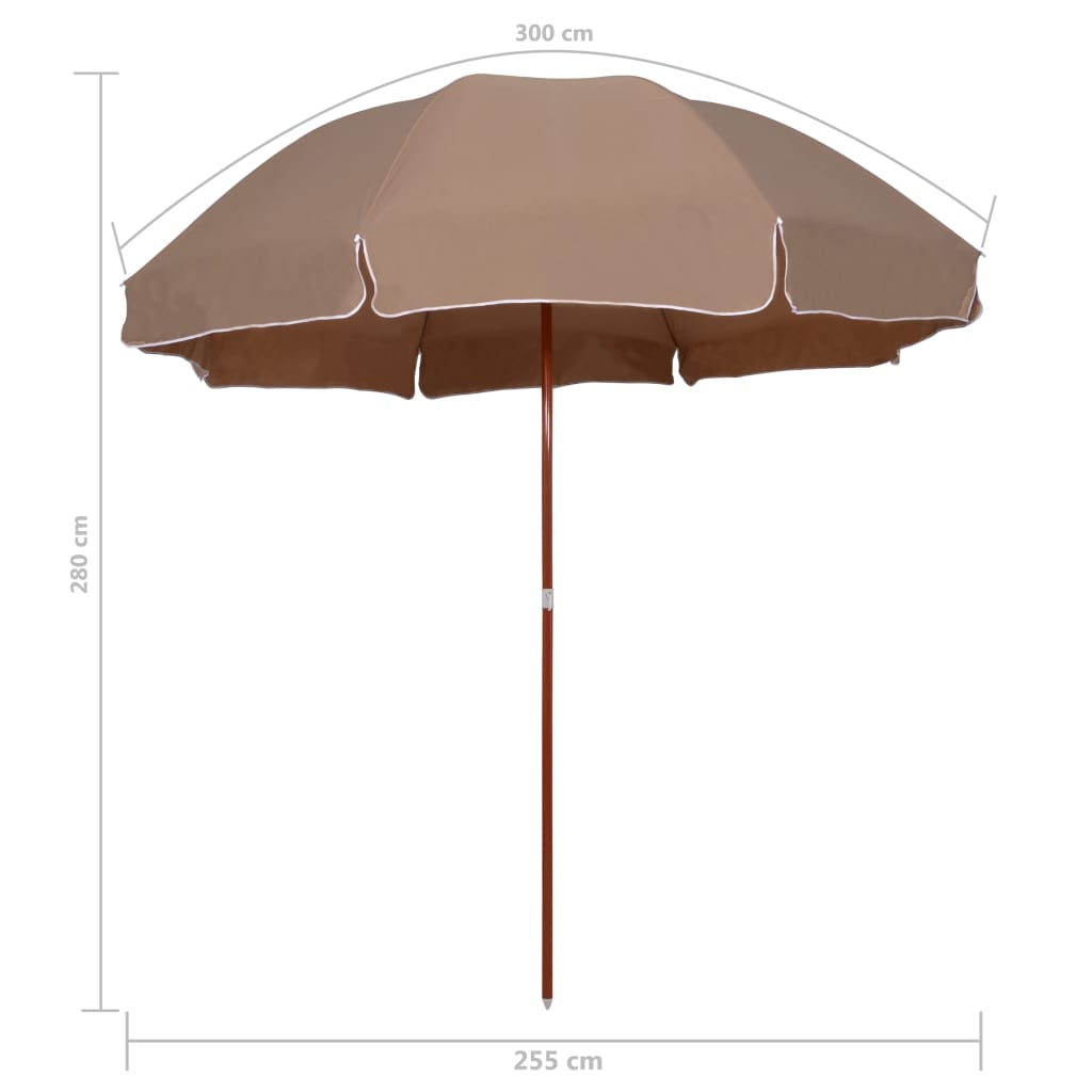 Sun Umbrella with Steel Pole 300 cm Taupe