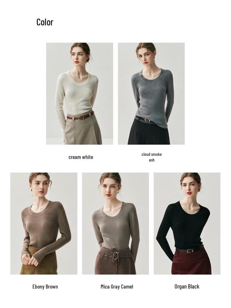 Women's Slim-Fit U-Neck Sweater — Fine Merino Wool, Autumn/Winter Collection