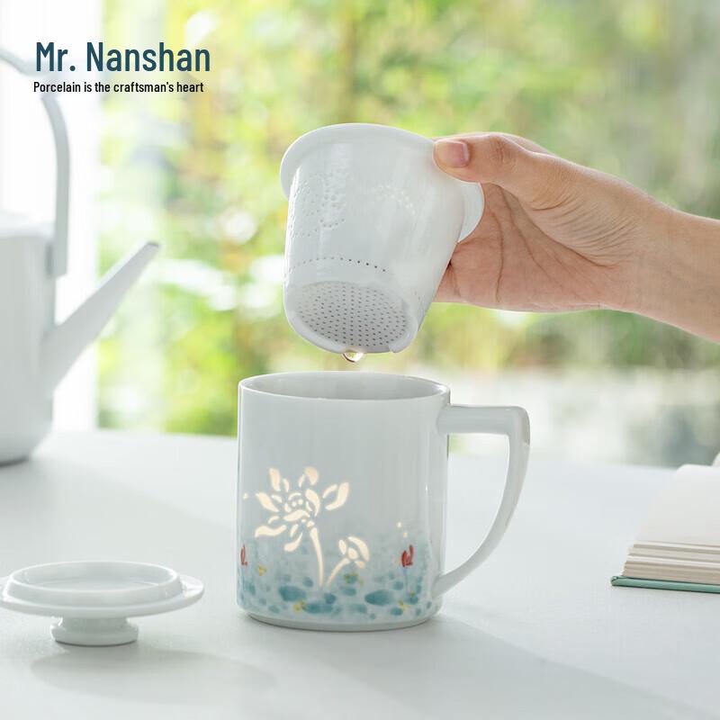 Hand-Painted Jade Lotus Ceramic Tea & Coffee Mug