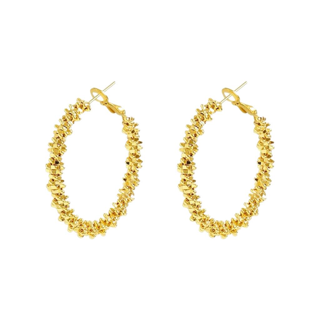 Cercei Hoop Fragmentați la Modă Chic din Aur 24K AU999 pentru Femei - Design Minimalist, Hoop Fragmentat Irregular