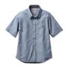 Dungaree Shirt for Men [WOODS] Japanese-made Short-sleeved (L, Blue)
