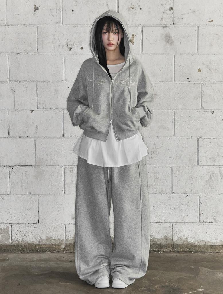 Lupeu Rivet Cut-Line Wide Training Pants Gray