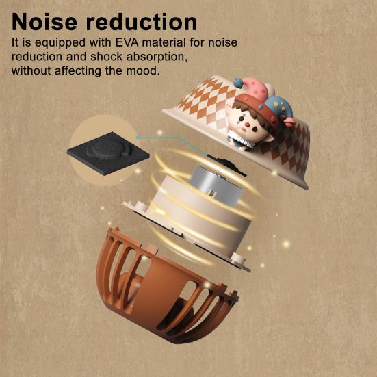 Hanger Fan Adjustable 3-Speed Wind Modes Portable Hanging Neck Small Fan Cartoon Elephant Design Circus Bells Shape Cooling