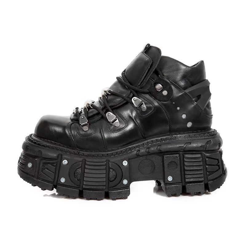 Vintage Spanish Tank Sole Metal High Top Shoes Punk Platform Chunky Goth Shoes for Women Streetwear