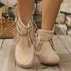 Woman Boots New Winter Fashion Retro Pointed Toe Ethnic Rivet Tassel Boots Woman Casual Comfortable Thick Heel Shoes for Woman