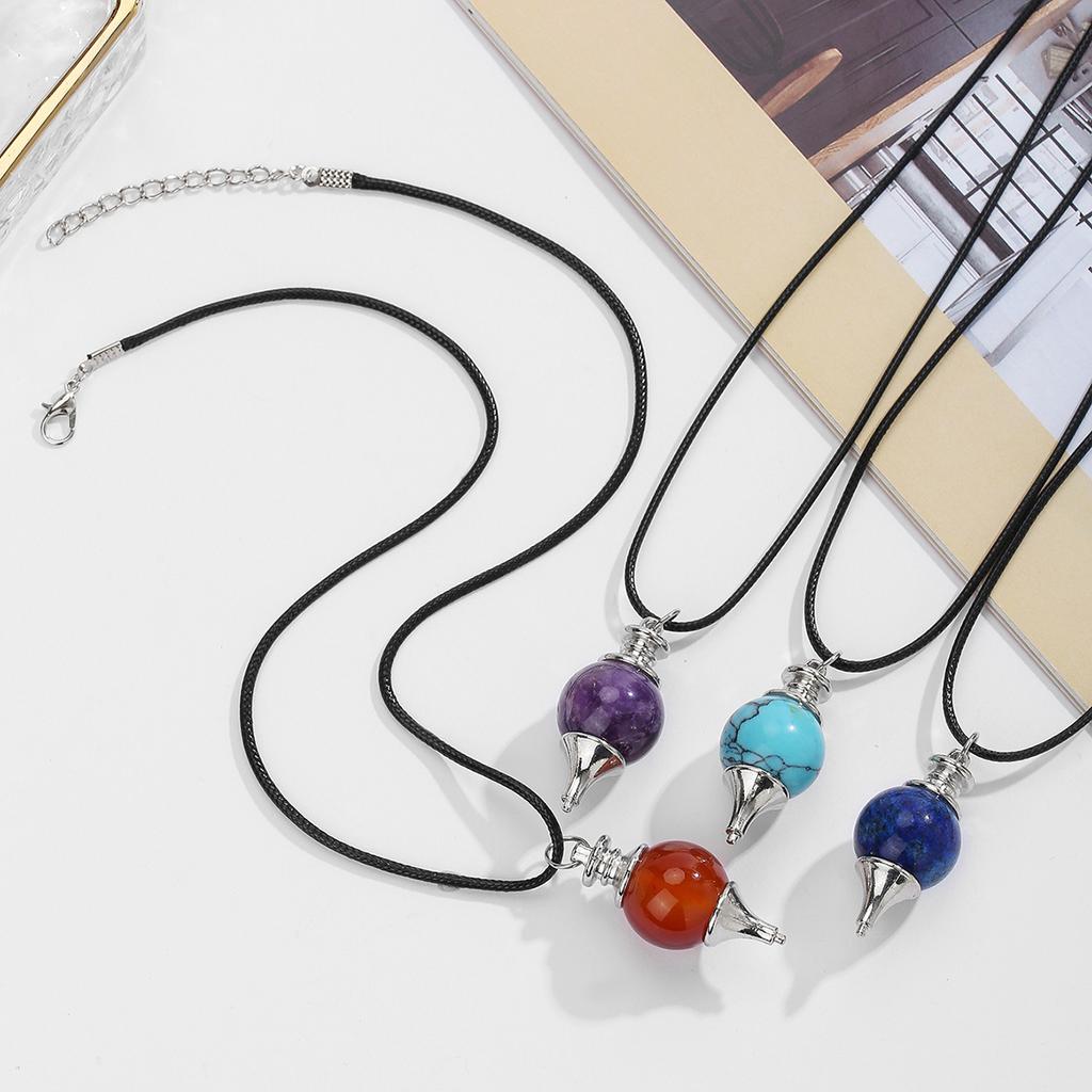 Natural crystal pendant, amethyst, spherical spirit pendant, Bohemian necklace, jewelry