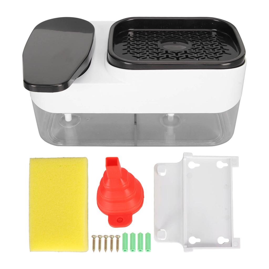Soap Press Dispenser Manual Press Soap Box with Sponge Holder Foam Generate Soap Liquid Dispenser for Sink Bathroom