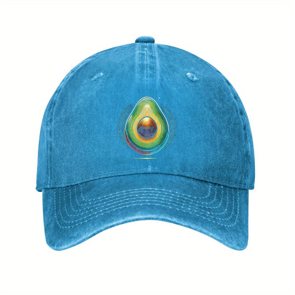 Rainbow Avocado Print Baseball Cap Adjustable Cotton Washed Dad Hat Casual Unisex Adult