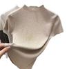 Women's Summer 2026 Elegant Short Sleeve Solid Color High Collar Slim Fit Knit Top