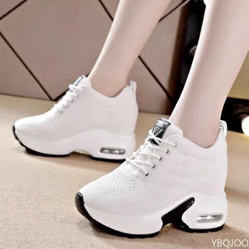 Fashion Super Thick Sole High Top Women's Sports Shoes Spring New Mesh Breathable Comfortable Casual Height Increasing Women's Shoes