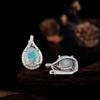 Colorful natural oval 8*10mm ethiopia opal ring earrings 925 sterling silver luxury fine jewelry set for women's engagement gift