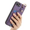 For iPhone 16e Retro Leather Phone Back Cover with Card Slots and Ring Holder
