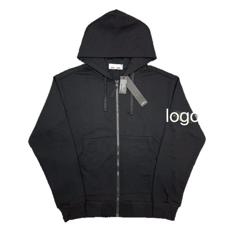 Jachetă Unisex Toamnă Iarnă cu Mânecă Raglan, cu Glugă și Fermoar, cu Insigne