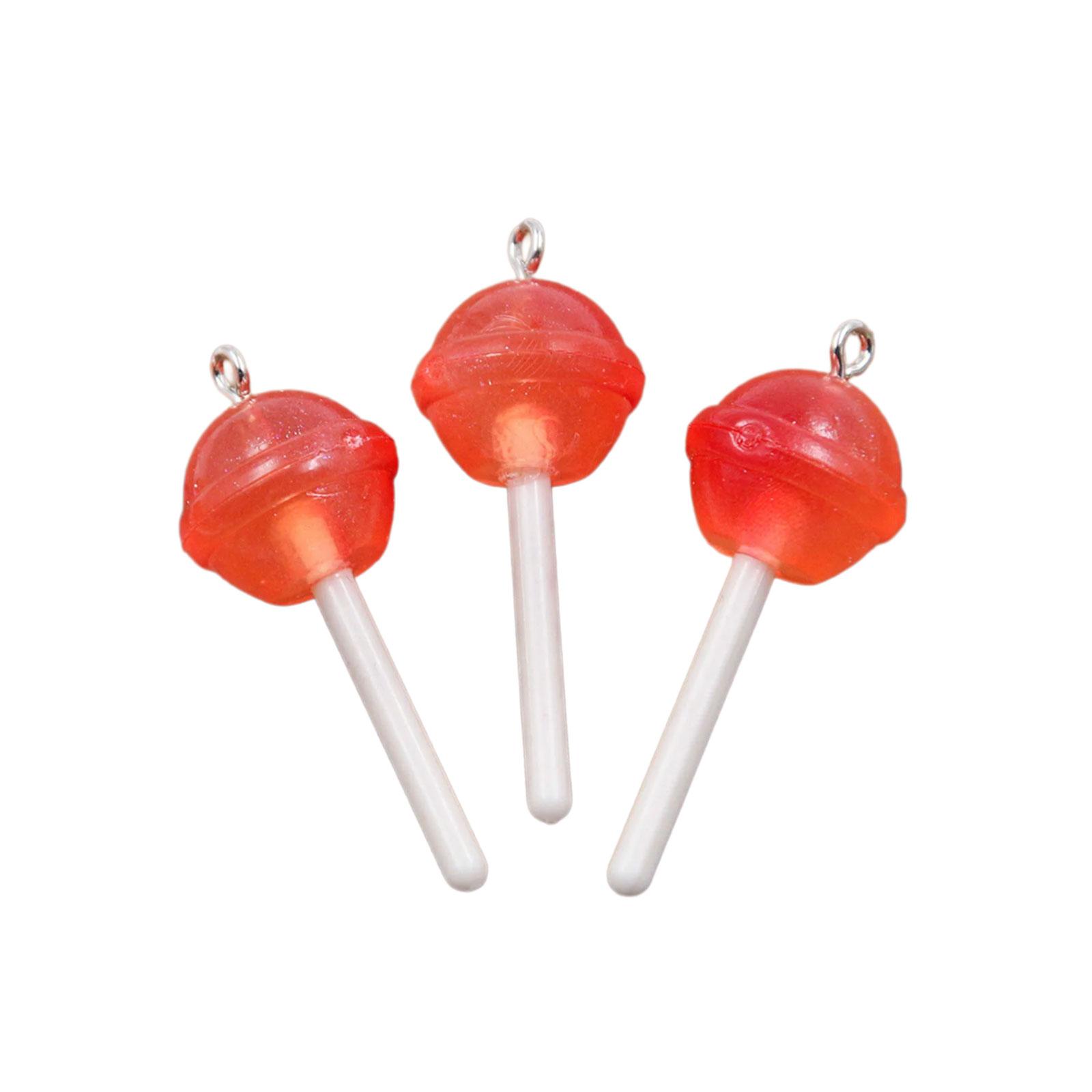 

3 шт. Уникальная подвеска-леденец в форме звезды, сердца, круга с прочным покрытием из смолы для повседневной носки. C красный