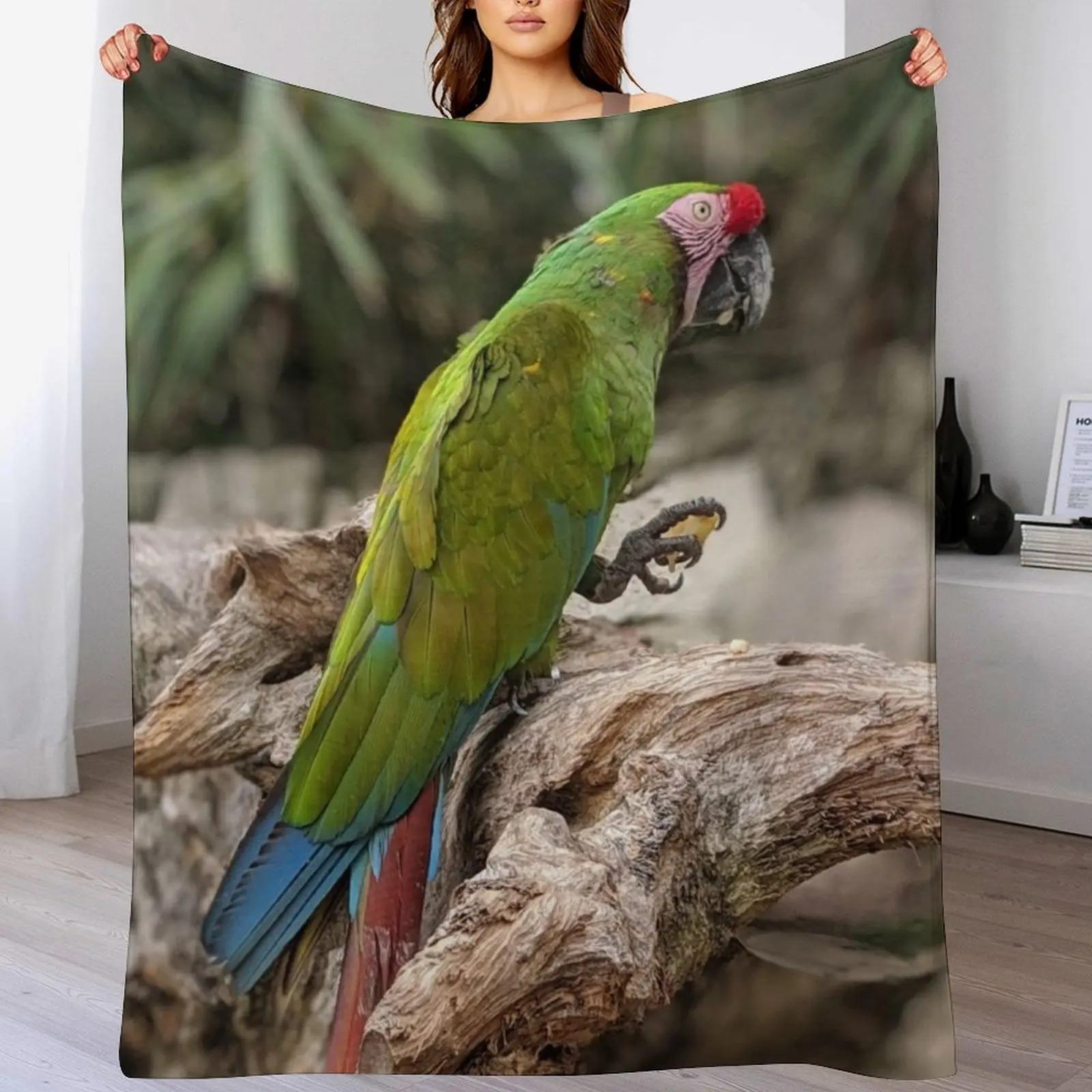 Great Green Macaw Throw Blanket Thermal Soft Beds Moving Decoratives Blankets 75X95CM