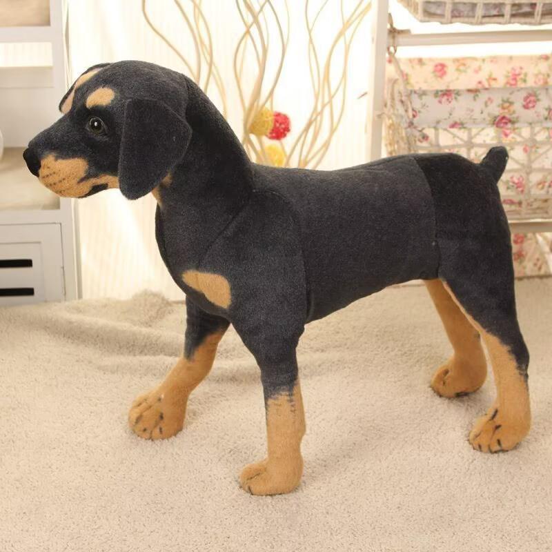 Black Standing Dog Plush Toy - Creative Animal Figure for Children