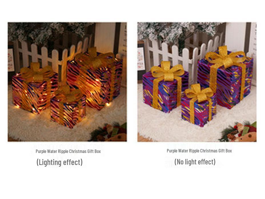 Christmas Gift Box Set: 3-Piece String Lights with Ornaments for Room Decor