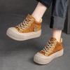 Versatile Thick Soled Genuine Leather Platform Flat Shoes Casual Solid Color Short Boots Women's Shoes