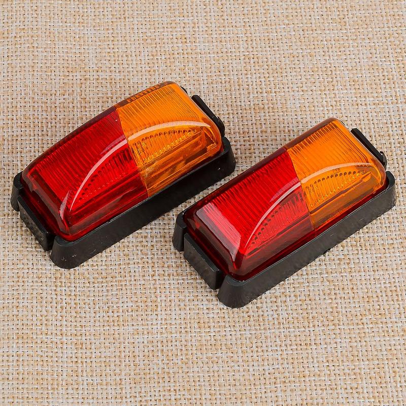 2pcs 10V-30V 8-LED Red & Amber Side Marker Light Clearance Lamp Universal for Car SUV Van Lorry RV Bus Boat Trailer Truck