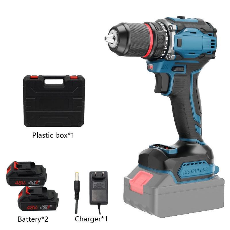 21V Dual-Speed Handheld Electric Drill with 10MM Lithium Battery & Bit Set
